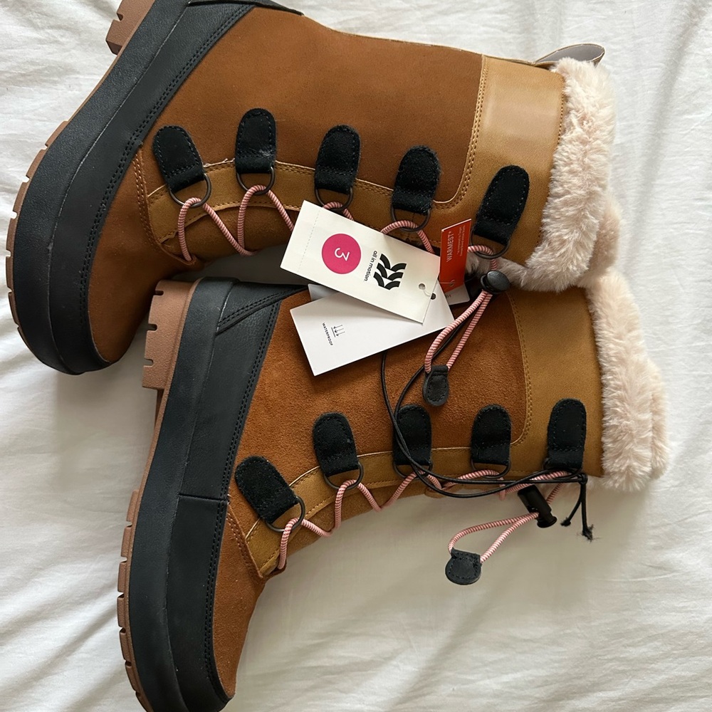 Target Tan and Black Rugged Winter Boots